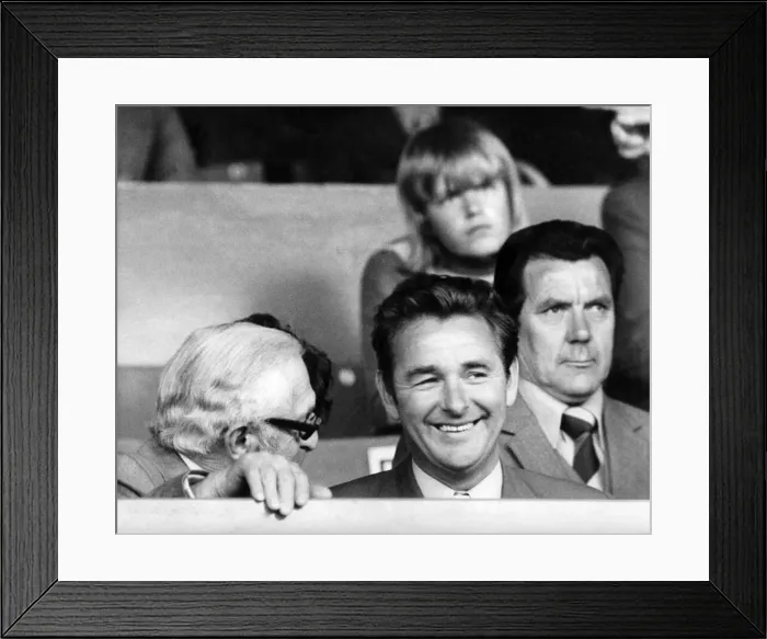 Framed Print : Nottingham Forest manager Brian Clough watching the action from the dugout Framed Print : Nottingham Forest manager Brian Clough watching the action from the dugout