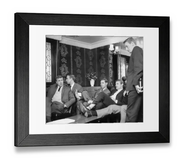 Framed Print : Members of the England Team relax at their Liverpool hotel