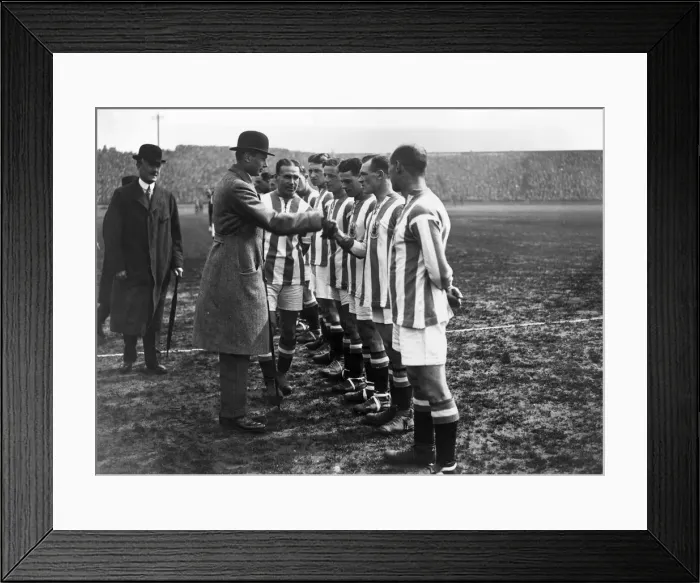 Framed Print : Cup Final at Chelsea. Aston Villa 1 v Huddersfield 0. Prince Henry greets Framed Print : Cup Final at Chelsea. Aston Villa 1 v Huddersfield 0. Prince Henry greets