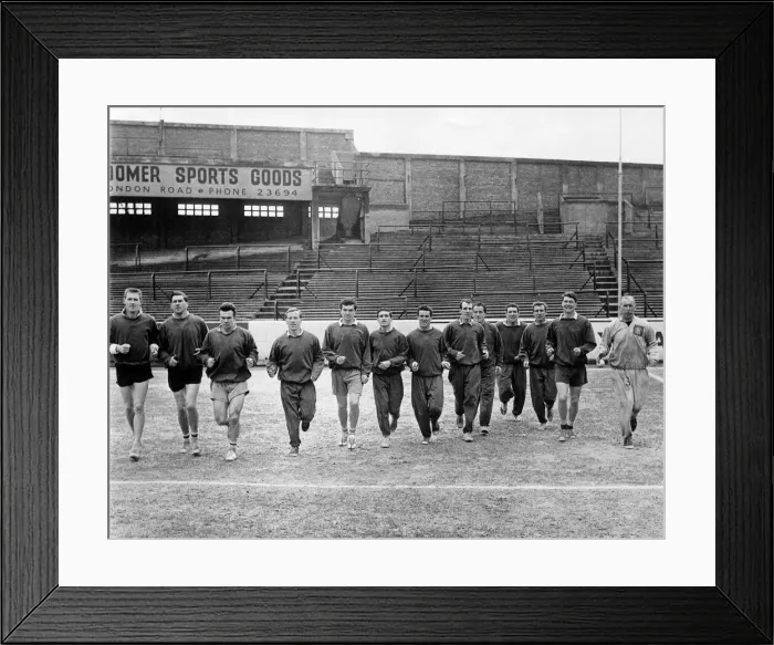 Framed Print : Southampton team training at The Dell. 15th March 1963 Framed Print : Southampton team training at The Dell. 15th March 1963