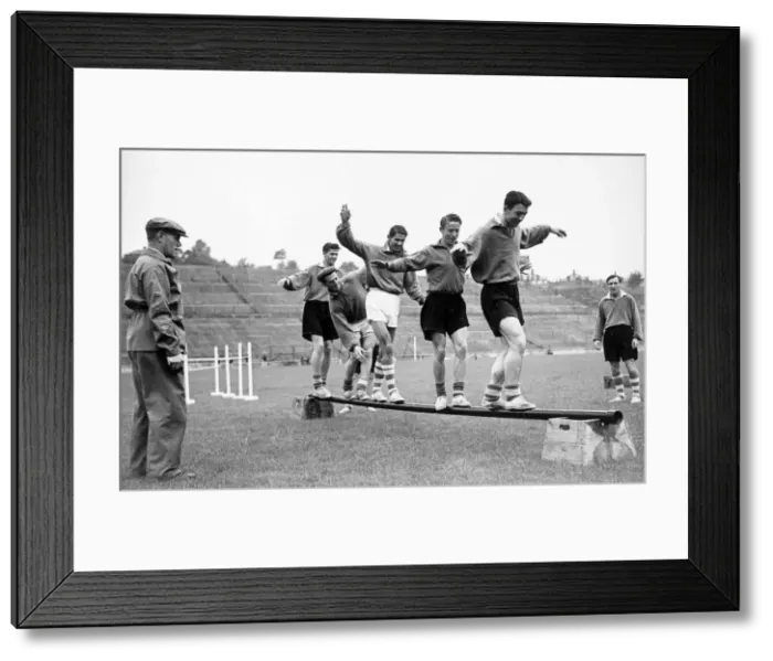 Framed Print : Football, Training, unknown team. c. 1950 Framed Print : Football, Training, unknown team. c. 1950