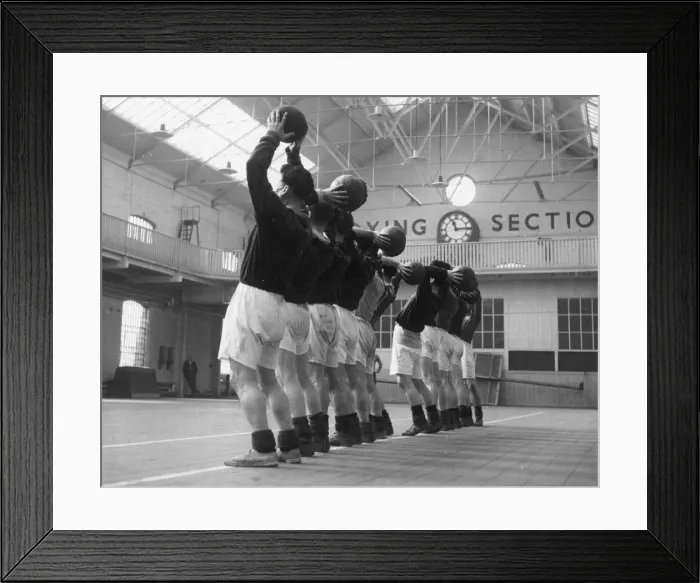 Framed Print : York City FC training indoors. c. 1954 Framed Print : York City FC training indoors. c. 1954