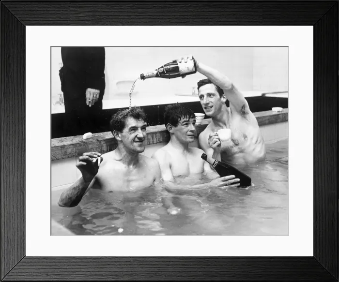 Framed Print : Stoke 2 v. Luton 0. 18th May 1963. Celebrations in the Bath after todays victory as Framed Print : Stoke 2 v. Luton 0. 18th May 1963. Celebrations in the Bath after todays victory as