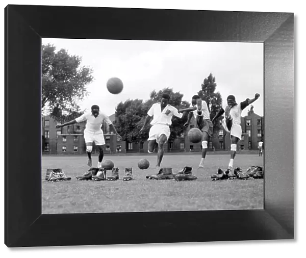 Uganda football team in training at Paddington recreation ground. 24th August 1956