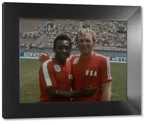 Pele and Bobby Moore seen here together during a exhibition match by the England football