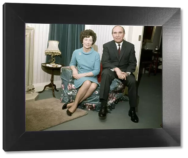 England manager Sir Alf Ramsey at home with his wife April 1970