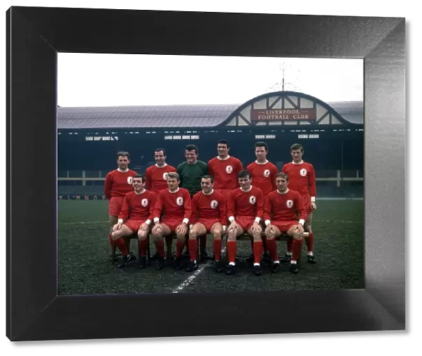 Liverpool pose for a team group photograph at Anfield Back row