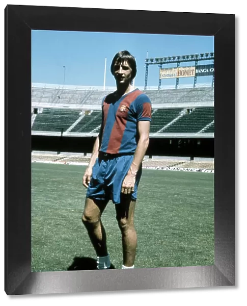 Dutch Barcelona footballer Johan Cruyff poses at the Nou Camp stadium October 1973