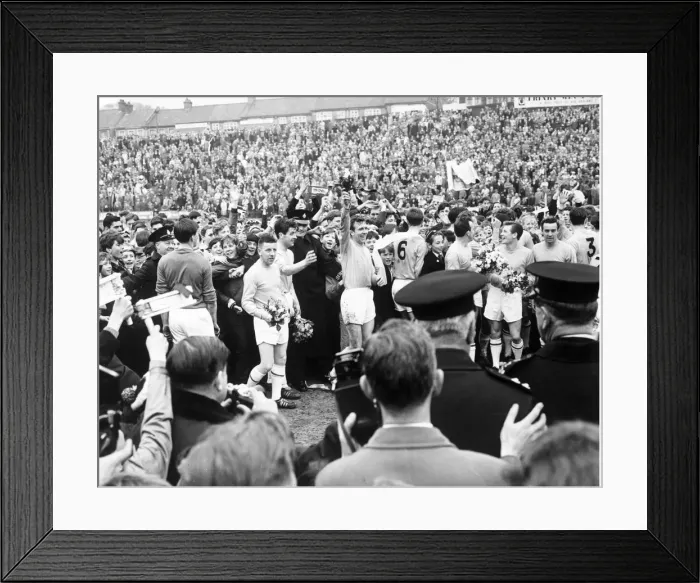 Framed Print : Crystal Palace v. Oldham. 25th April 1964. Palace players with bouquets after the match Framed Print : Crystal Palace v. Oldham. 25th April 1964. Palace players with bouquets after the match
