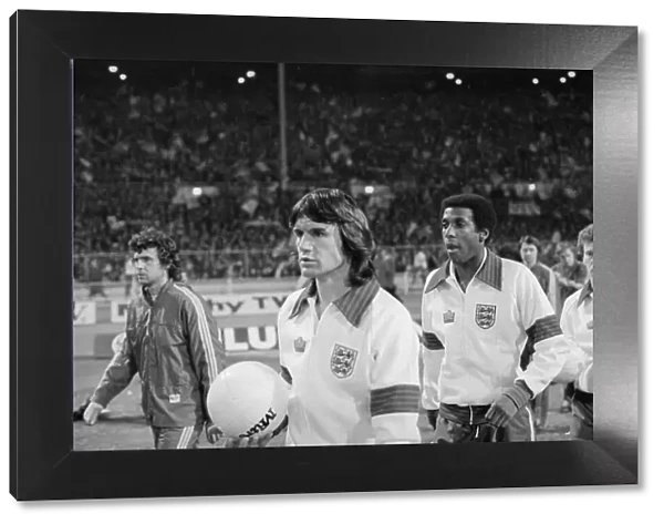 The England team enter the pitch at Wembley Stadium for their European Championships