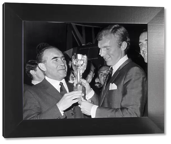 Alf Ramsey and Bobby Moore pictured with the World Cup today. 31st July 1966