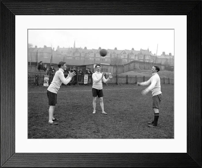 Framed Print : Southend F. C training for cup tie. 29th January 1921. l-r J. Dossett, J Framed Print : Southend F. C training for cup tie. 29th January 1921. l-r J. Dossett, J