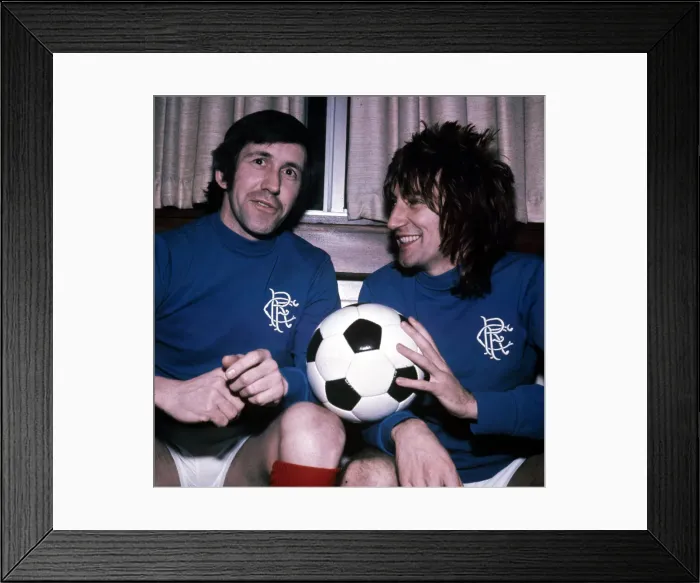 Framed Print : Glasgow Rangers FC captain John Greig (left) seen here with singer Rod Stewart Framed Print : Glasgow Rangers FC captain John Greig (left) seen here with singer Rod Stewart