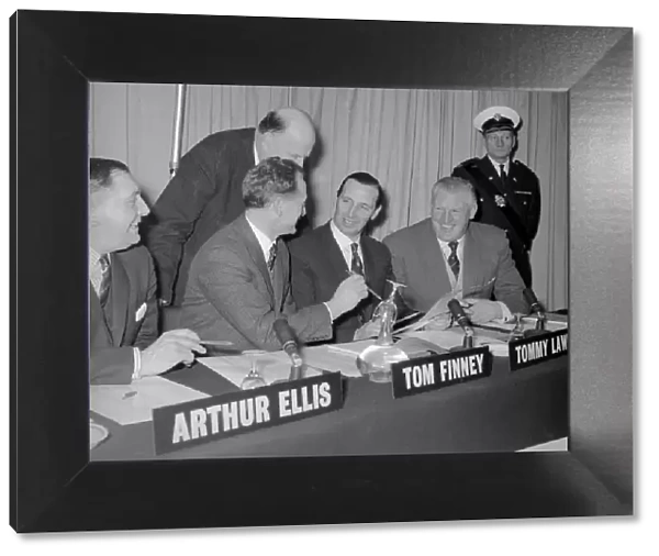 Former footballers Arthur Ellis, Tom Finney and Tommy Lawton during the first meeting of