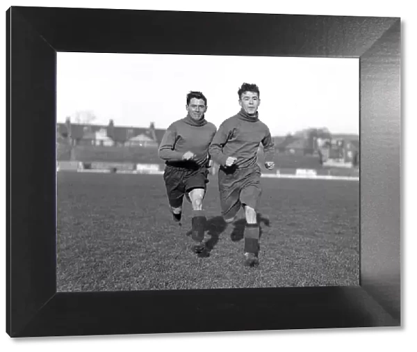 Bristol City FC. S. Homer and B. Williams in training. 11th December 1929