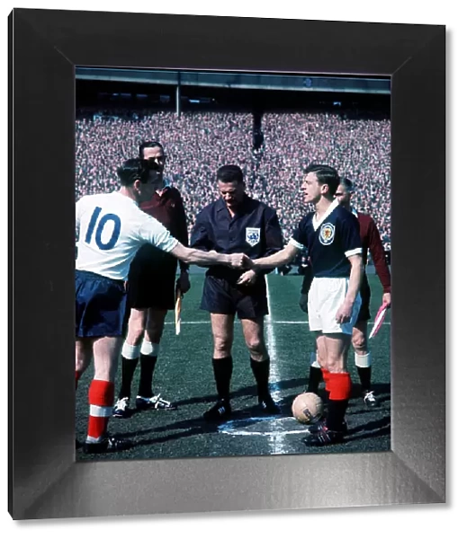 Johnny Haynes Football Scotland V England shaking hands with Eric Caldow April 1962