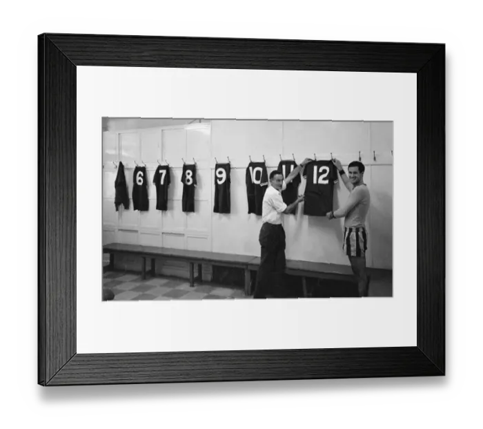 Framed Print : Chelsea footballer George Graham in the dressing room at Stamford Bridge with the number