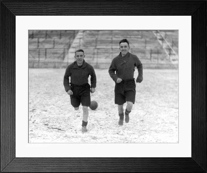 Framed Print : Bradford City FC. Davis and McLean training in the snow 11th February 1930 Framed Print : Bradford City FC. Davis and McLean training in the snow 11th February 1930
