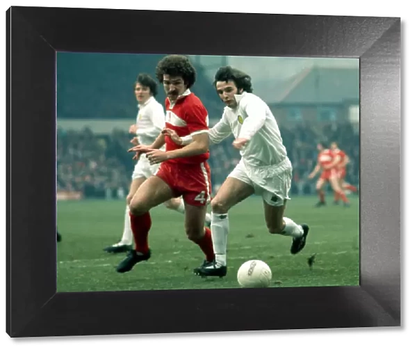 Graeme Souness of Liverpool seen here in action against Frank Gray of Leeds United at