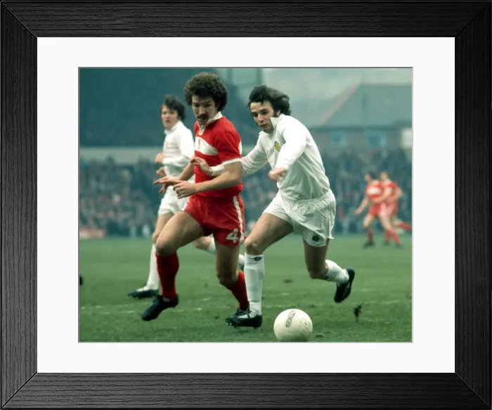 Framed Print : Graeme Souness of Liverpool seen here in action against Frank Gray of Leeds United Framed Print : Graeme Souness of Liverpool seen here in action against Frank Gray of Leeds United