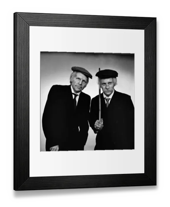Framed Print : Fulham footballers Bobby Moore (left) and Alan Mullery dressed in suits and make-up