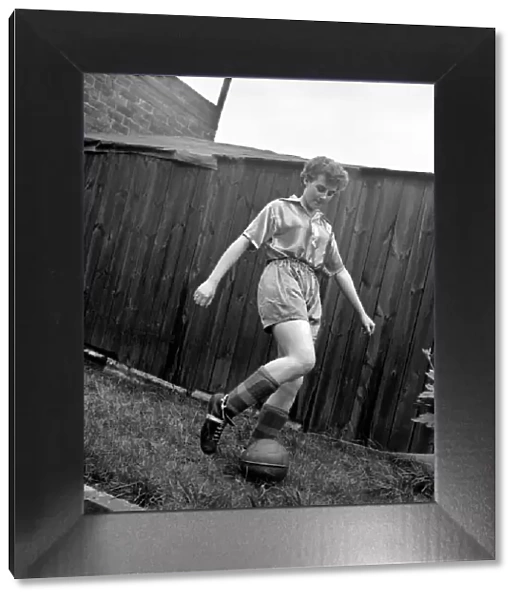 Girl soccer player Margaret Parkes. 1956 A509