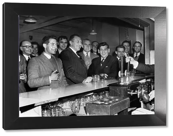 Members of Davenport Rugby league football club seen here enjoying a pint of beer after a