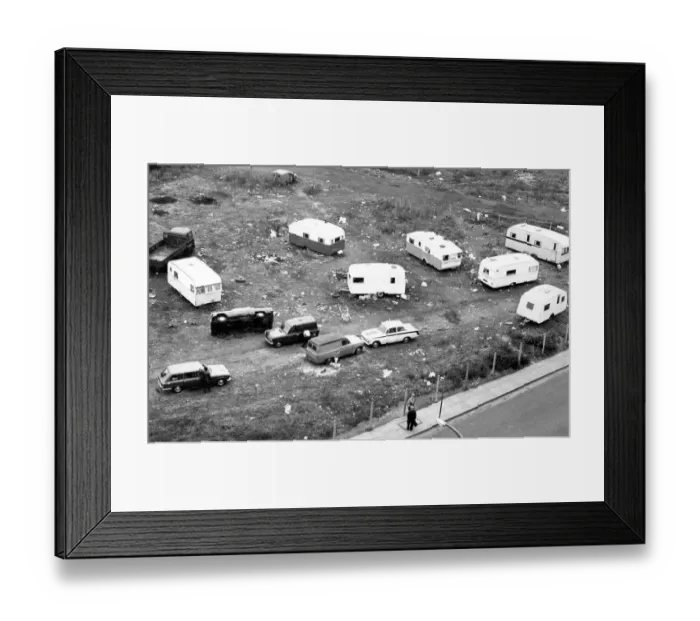 Framed Print : These gypsies are parked illegally adjacent to the Redheugh Football Ground at the bottom Framed Print : These gypsies are parked illegally adjacent to the Redheugh Football Ground at the bottom