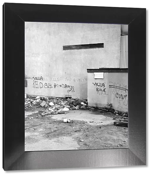 Graffiti covered wall after a football match February 1975 75-01052-010
