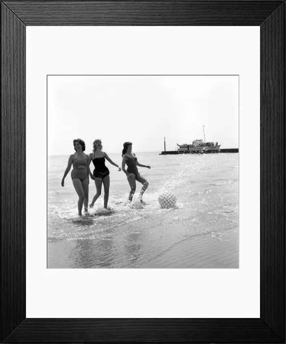 Framed Print : Bathing Girl: Glamour on the Clacton Beach: L. to R. Christine Reynolds, 18