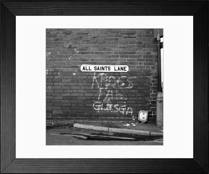 Framed Print : Graffiti covered wall after a football match February 1975 75-01052-012 Framed Print : Graffiti covered wall after a football match February 1975 75-01052-012