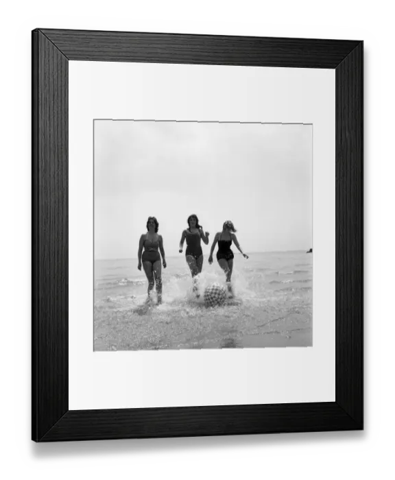 Framed Print : Bathing Girl: Glamour on the Clacton Beach: L. to R. Christine Reynolds, 18