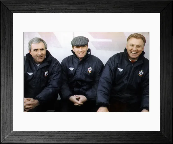 Framed Print : Southampton Manager Alan Ball in the dugout with assistants January 1994 Framed Print : Southampton Manager Alan Ball in the dugout with assistants January 1994