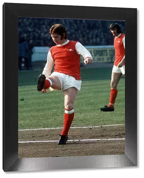 Alan Ball of Arsenal warms up prior to the match against Chelsea 1973