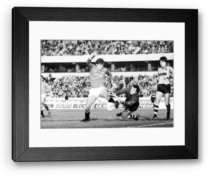 Framed Print : English League Division One match. Wolverhampton Wanderers 1 v Manchester United 1 Framed Print : English League Division One match. Wolverhampton Wanderers 1 v Manchester United 1