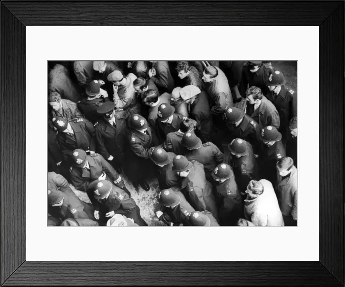 Framed Print : Policing the F. A. Cup final This was the scene at G 64 entrance to Wembley Stadium Framed Print : Policing the F. A. Cup final This was the scene at G 64 entrance to Wembley Stadium