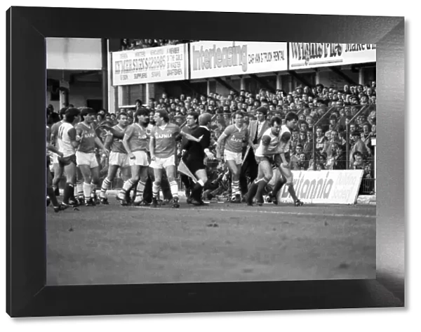 Stoke v. Everton. April 1985 MF21-51a-026 The final score was a two nil victory to