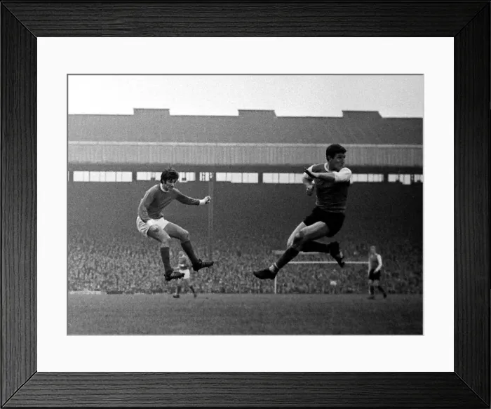 Framed Print : George Best shoots at goal for Manchester United past Sheffield Wednesday defender Johnny Framed Print : George Best shoots at goal for Manchester United past Sheffield Wednesday defender Johnny