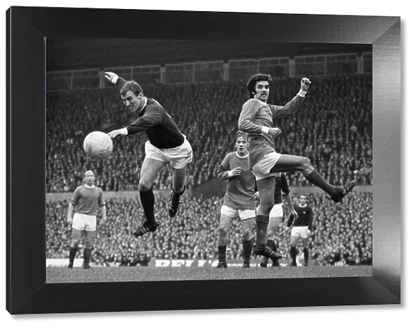 Manchester Uniteds George Best goes for the ball during the league match against