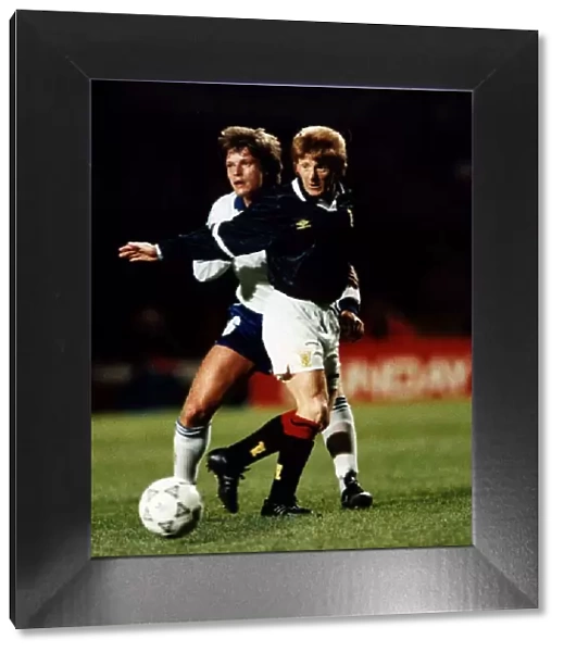 Scotland footballer Gordon Strachan in action against Finland March 1992