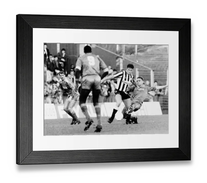 Framed Print : Paul Gascoigne of Newcastle United challenged for the ball by Vinnie Jones of Wimbledon Framed Print : Paul Gascoigne of Newcastle United challenged for the ball by Vinnie Jones of Wimbledon