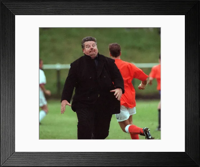 Framed Print : Robbie Coltrane Actor at a celebrity football match Framed Print : Robbie Coltrane Actor at a celebrity football match