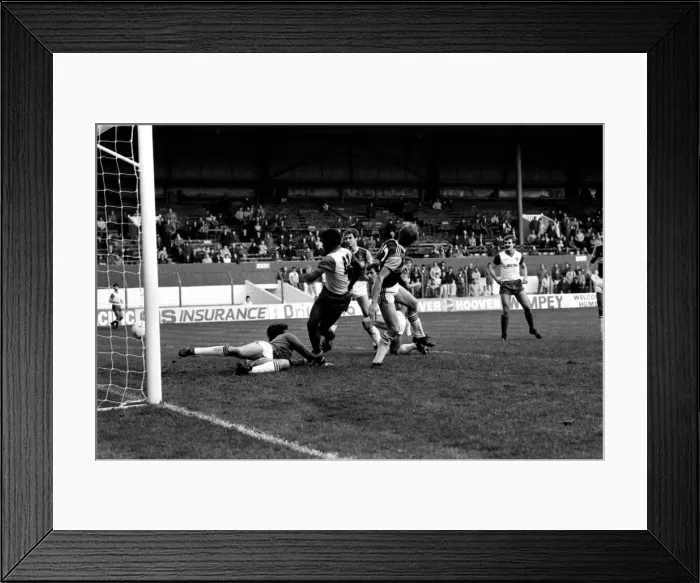 Framed Print : Stoke v. West Ham. October 1984 MF18-06-022 The final score was a four two