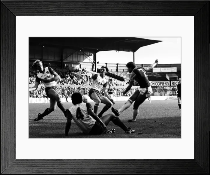 Framed Print : Stoke v. West Ham. October 1984 MF18-06-061 The final score was a four two Framed Print : Stoke v. West Ham. October 1984 MF18-06-061 The final score was a four two