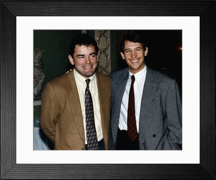 Framed Print : Will Carling rugby player and captain of England stands with Gary Lineker footballer Framed Print : Will Carling rugby player and captain of England stands with Gary Lineker footballer