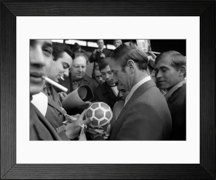 Framed Print : Bobby Charlton of Manchester United meets Russians 1971 Manchester United 1970s Framed Print : Bobby Charlton of Manchester United meets Russians 1971 Manchester United 1970s