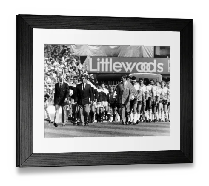 Framed Print : Brian Clough Nottingham Forest Football Manager, leading his team on to pitch along side Framed Print : Brian Clough Nottingham Forest Football Manager, leading his team on to pitch along side