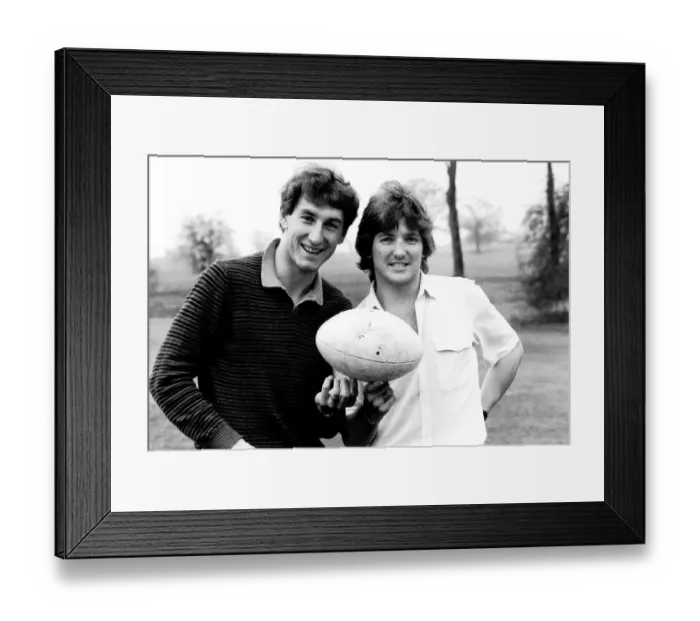 Framed Print : Terry Butcher and Russell Osman of Ipswich March 1981 holding rugby ball