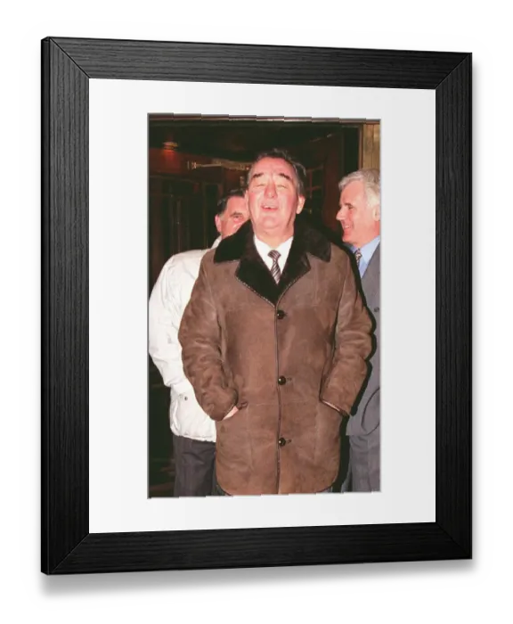 Framed Print : Brian Clough former Nottingham Forest Manager leaving the Cafe Royal after NSC Lunch EPD Framed Print : Brian Clough former Nottingham Forest Manager leaving the Cafe Royal after NSC Lunch EPD