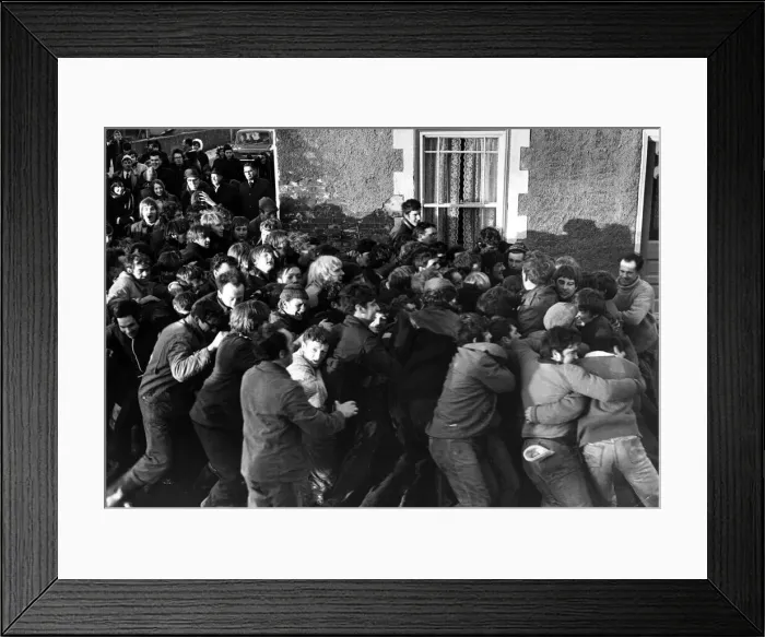 Framed Print : The Haxey Hood football game 1970. 29th December 1970 Framed Print : The Haxey Hood football game 1970. 29th December 1970